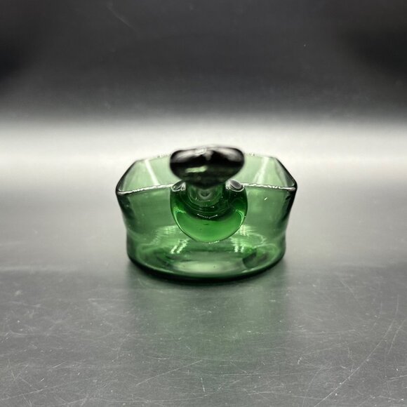 Vintage Green Art Glass Scoop Pan Handmade Square Planter Dish Applied Handle - Picture 5 of 13